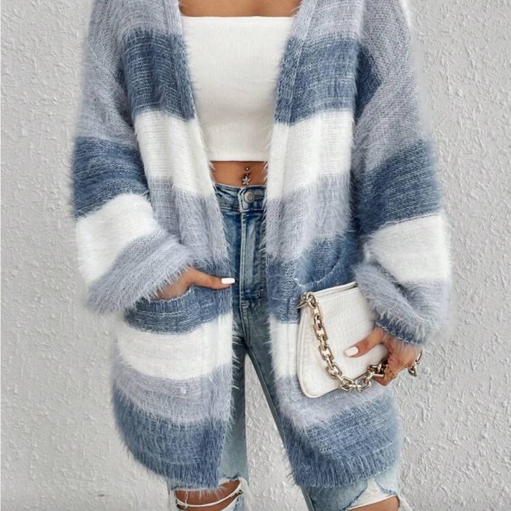 Striped Blue and White Women's Sweater